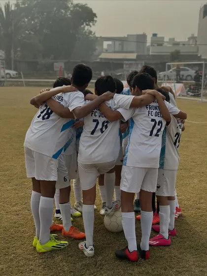 "Never Doubt Your Potential." A huddle with our Under-14 team, reinforcing the belief and unity that drives us forward in every tournament.