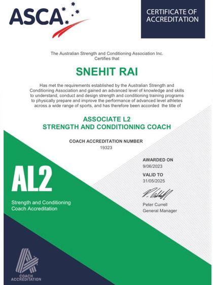 Snehit Rai - Professional Development for S&C Coaches My Credentials & Professional Development photo 16