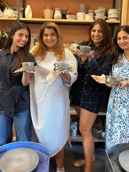 That post-pottery glow is real. We love seeing the pride and happiness on everyone's faces as they show off their handmade creations. Come join our community and leave with a happy heart and your own unique piece.