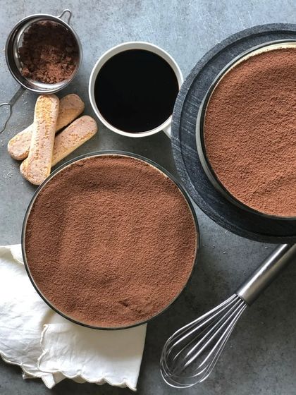 An overhead shot of two bowls of my Tiramisu, ready to tackle the midweek madness.