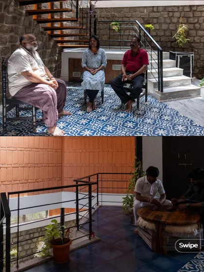 The homeowners enjoying the central courtyard space. This image captures the essence of my goal: to create spaces that bring people together in a comfortable and beautiful setting.