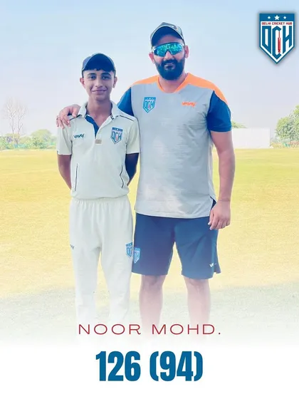 A graphic celebrating Noor Mohammad's fantastic 126 runs. He is a player with immense talent and a bright future.