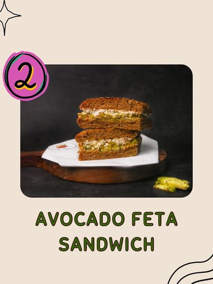 Try our Avocado Feta Sandwich for a creamy and tangy flavor combination. It's a delicious way to get your healthy fats and protein in one satisfying meal.