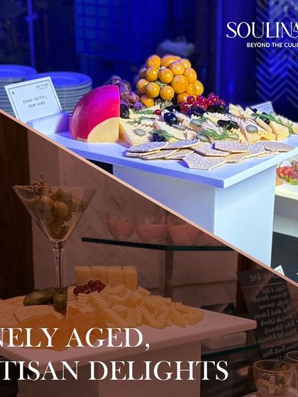 A collage of finely aged, artisan delights. Our cheese displays are a testament to craftsmanship, featuring a variety of textures and tastes.