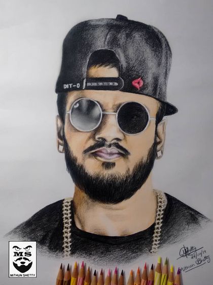 A color pencil portrait of Kannada rapper Rahul Dit-O. This piece shows how I combine different colors to create realistic skin tones and capture the subject's cool style.