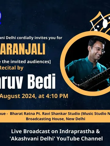 The invitation for my live sitar recital on All India Radio (Akashvani), broadcast nationally and on YouTube.