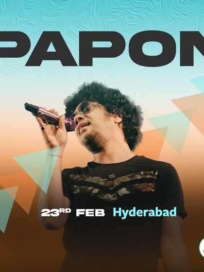 A vibrant poster for Papon's live concert in Hyderabad, a major event in our February lineup.