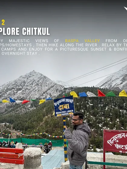 On Day 2, you explore Chitkul, enjoying majestic views of the Baspa Valley from our camps or homestays and hiking along the river.