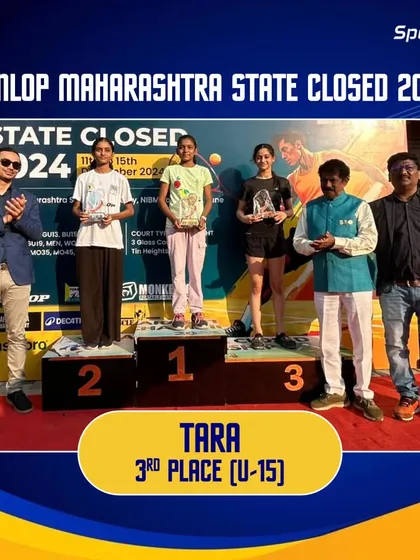 A huge congratulations to our academy player Tara for securing 3rd place in the U-15 category at the Dunlop Maharashtra State Closed 2024. We are incredibly proud of her hard work.