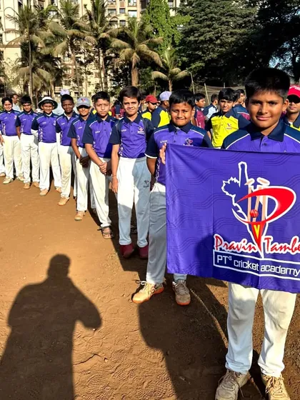 The U-12 Purple Team, holding their flag high. These young players are excited to start their PTPL campaign.