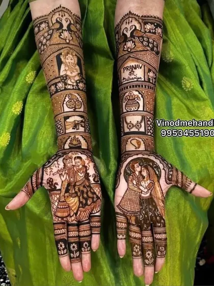 For those who want a divine touch, I create beautiful Radha Krishna portraits. This design captures their iconic pose, surrounded by intricate patterns and symbolic elements.