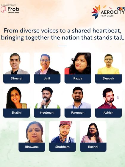 A graphic introducing the 11 diverse poets who shared their verses at the 'Maa Tujhe Salaam' event, showcasing the talent we bring together for a shared heartbeat.