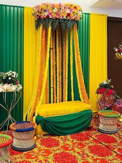 Shanaya Decorations - All-Inclusive Ceremony Packages (Haldi & Mehendi) Mehendi & Sangeet Backdrops photo 19