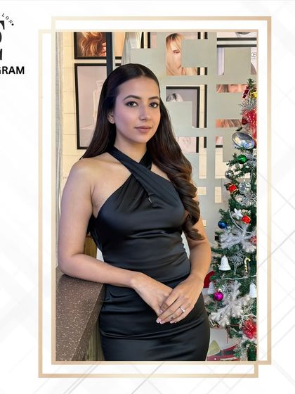 This is a perfect example of my 'date night' glam. It's an elegant and polished look with soft waves and defined makeup that enhances features without being overpowering.