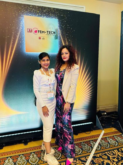 At the step-and-repeat for the ET Fem-Tech Summit. These moments are part of building a professional brand, showcasing my involvement in high-profile industry events.
