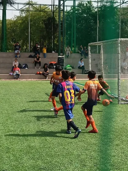 A scramble in front of the goal. These are the exciting, high pressure situations that our players train for.