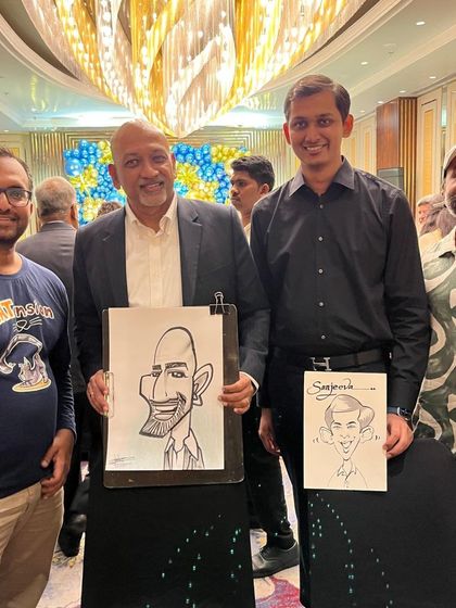 Here I am with my colleague and two guests at the Sheraton event. We can handle large parties with our team of artists.