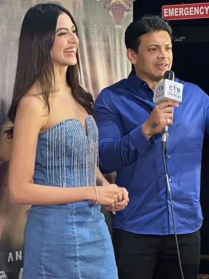 On set with Kashika Kapoor for her song launch event. I created a fresh, youthful, and glowing makeup look that was perfect for press interviews and photos.