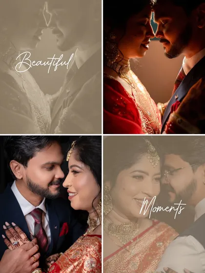 Intimate and beautifully lit portraits of a couple on their special day, capturing their close bond.