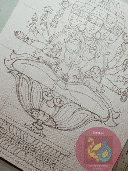 Another view of the initial pencil sketch for the Gayatri Devi painting.