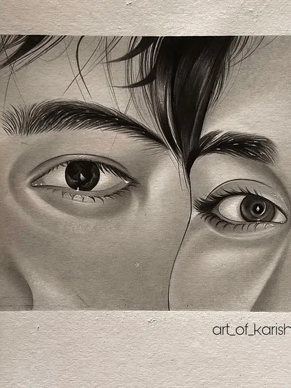 An imaginary A5 sketch where I combined two different eye references into one drawing. It's a fun exercise in creativity and technical skill.