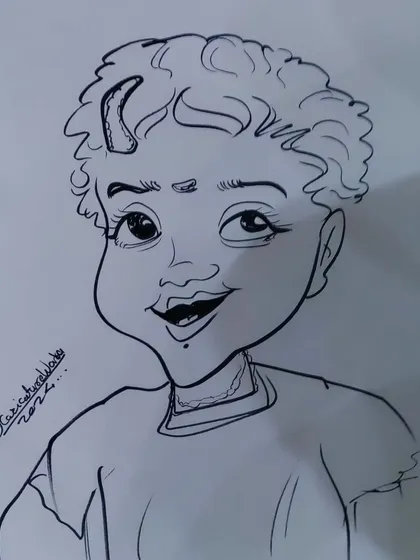 Cute or ugly? A practice sketch of a young girl. I'm always experimenting with my style.