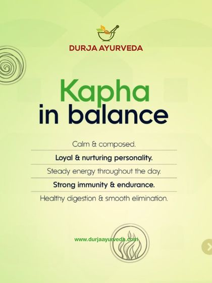 When Kapha is in balance, you feel calm, loyal, and have steady energy throughout the day. This image shows the nurturing qualities of a balanced Kapha, including strong immunity and endurance.