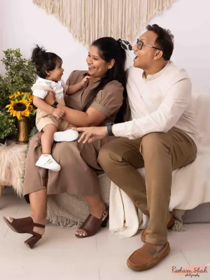 The whole family sharing a laugh. These are the unscripted moments that truly show a family's personality and love for each other.