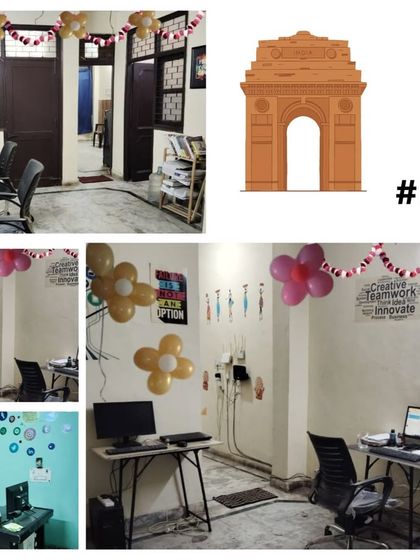 Another perspective of our Delhi office, decorated for a celebration. We foster a positive and motivating community for our students and staff.