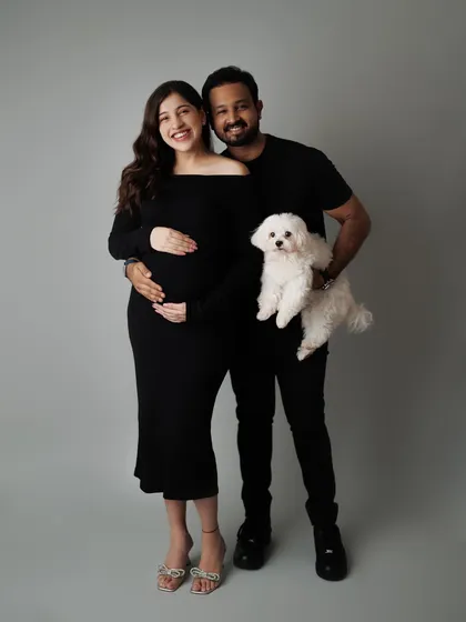 Your fur babies are family too. I was so happy when this couple brought their sweet dog Ace, who was about to be promoted to big brother. Including pets makes a family maternity session feel even more complete and full of love.
