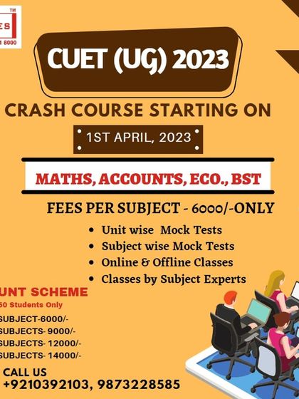 Announcing our CUET (UG) 2023 crash course for Maths, Accounts, Economics, and BST, with details on fees and a discount scheme for early enrollment.
