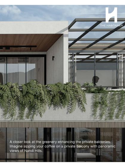 A closer look at the private balconies in the Nandi Hills design. I envision these spaces filled with greenery, offering a private spot to enjoy a morning coffee with panoramic views.