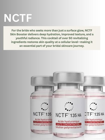 For brides seeking more than a surface glow, the NCTF Skin Booster is essential. This cocktail of over 50 revitalizing ingredients restores skin quality at a cellular level for deep hydration and a youthful radiance.