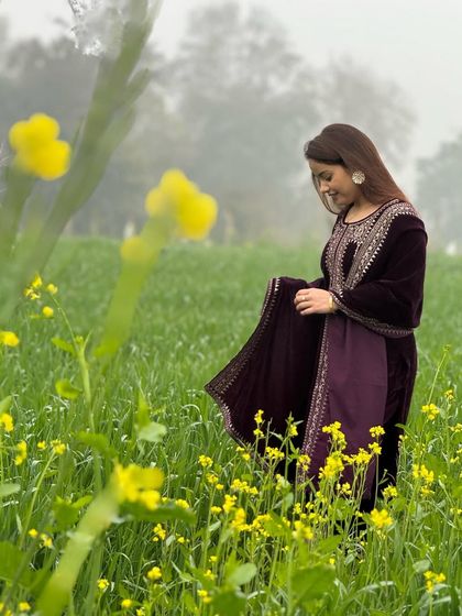 Taking in the winter fog and yellow flowers.