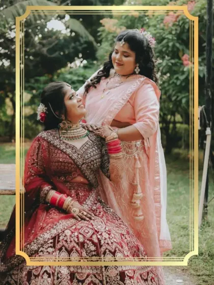 A beautiful shot of a client and her loved one, both dressed in my collection for a wedding.