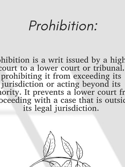 The writ of Prohibition is issued by a higher court to a lower court to prevent it from exceeding its legal jurisdiction in a case.