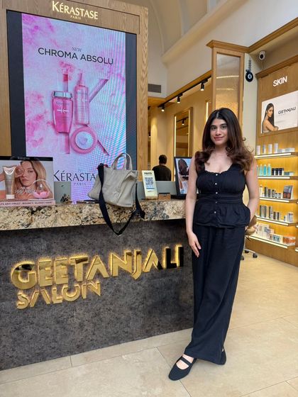 Malvika Sitlani at our reception, looking chic after her appointment. It's always a pleasure to host creators who appreciate quality and style.