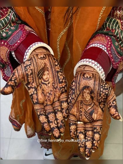A beautiful portrait of a Sikh bride and groom. I focus on getting the little details right, from the groom's turban to the bride's dupatta, to create a realistic and personal memory on her hands.
