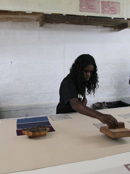 We had an incredible week hosting the artists from Bábbarra Women's Centre. We learned so much from each other, sharing techniques in printing and dyeing, and creating beautiful textiles together.