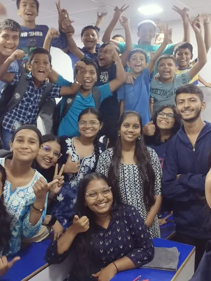 The excitement is clear on their faces. Another happy moment from our Royal Blue themed Navratri day.