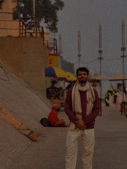 Standing on the ghats of a holy river. My spiritual journey is intertwined with the culture and ancient wisdom of India, which is the source of the yogic sciences I now share.