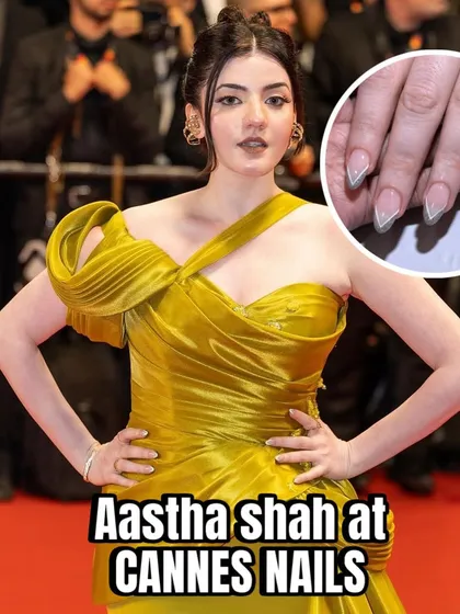 So proud to have designed the nails for the amazing Aastha Shah for her debut at the Cannes Film Festival. We went for a chic and elegant look with reflective silver glitter tips that sparkled on the red carpet.