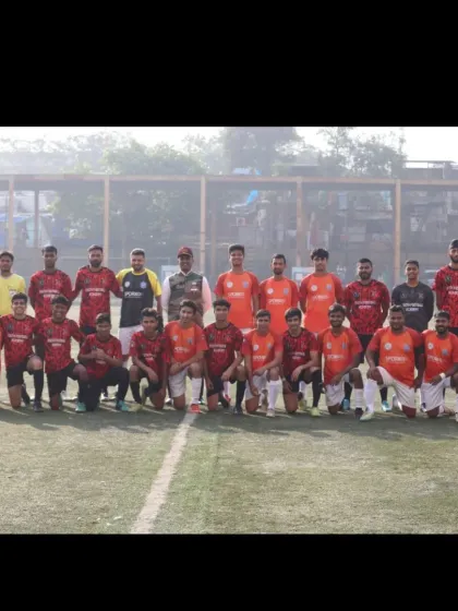 The pre-match lineup of both teams, showing respect and sportsmanship before the final.
