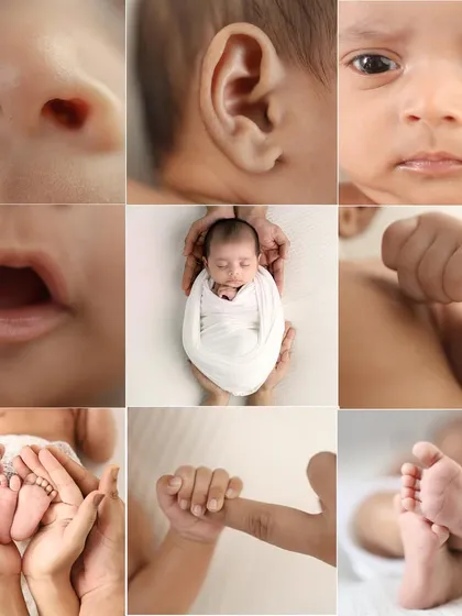 I believe the smallest details hold the biggest memories. This is why I offer artistic close-up shots of your baby’s tiny hands, feet, lips, and ears. You’ll be surprised how quickly you forget just how small they were.