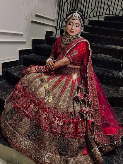 The same beautiful bride, with her eyes closed, showing the soft shimmer on her eyelids. This highlights the detailed eye makeup that looks beautiful even when you blink.