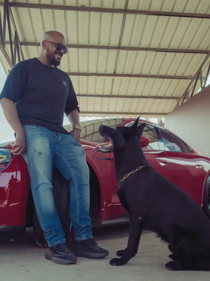 Man's best friend and man's best machine. My German Shepherd demonstrating perfect focus and connection with me during a collaboration event with Porsche.