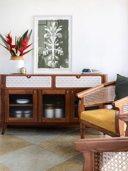 Pieces from the Dhara Residence, including the Ruba Bar Chair, Sirutha console, and Ruba armchair. This project highlights our ability to create contemporary yet warm furniture that complements modern architecture.