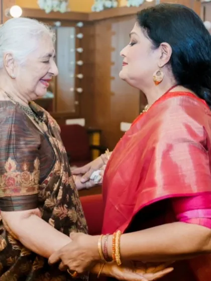 A precious moment with my dear friend and dance critic, Leela Venkataraman, at the award ceremony. Her insights have enriched my journey immensely.