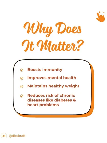 Why does a balanced plate matter? It boosts immunity, improves mental health, helps maintain a healthy weight, and reduces the risk of chronic diseases.