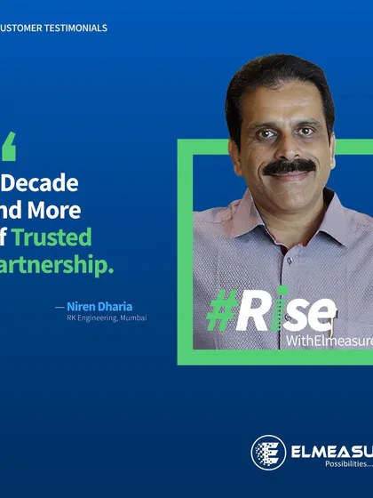 A testimonial from Niren Dharia, Director at RK Engineering, Mumbai. His message, "A Decade and More of Trusted Partnership," reflects the long-term, reliable relationships we strive to build with our partners.